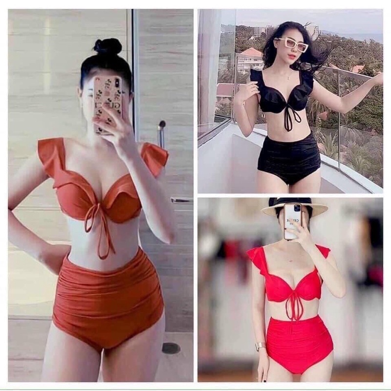 Bikini 2 Mảnh bèo vai mút gọng nâng ngực ( full màu )