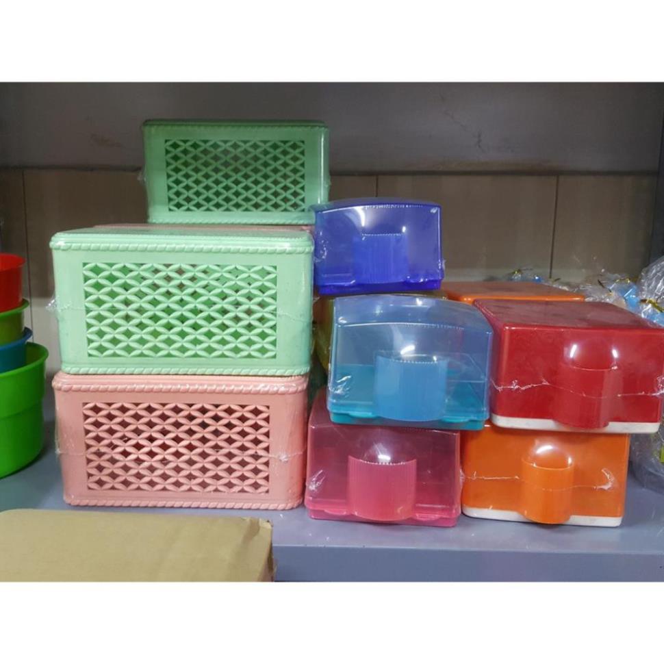 [Kho sỉ]  Hộp Giấy Mây 2734 Nhựa Việt Nhật - Ống giấy nhựa chữ nhật hàng Việt Nhật - Hộp Đựng Giấy Ăn Nhựa Việt Nhật