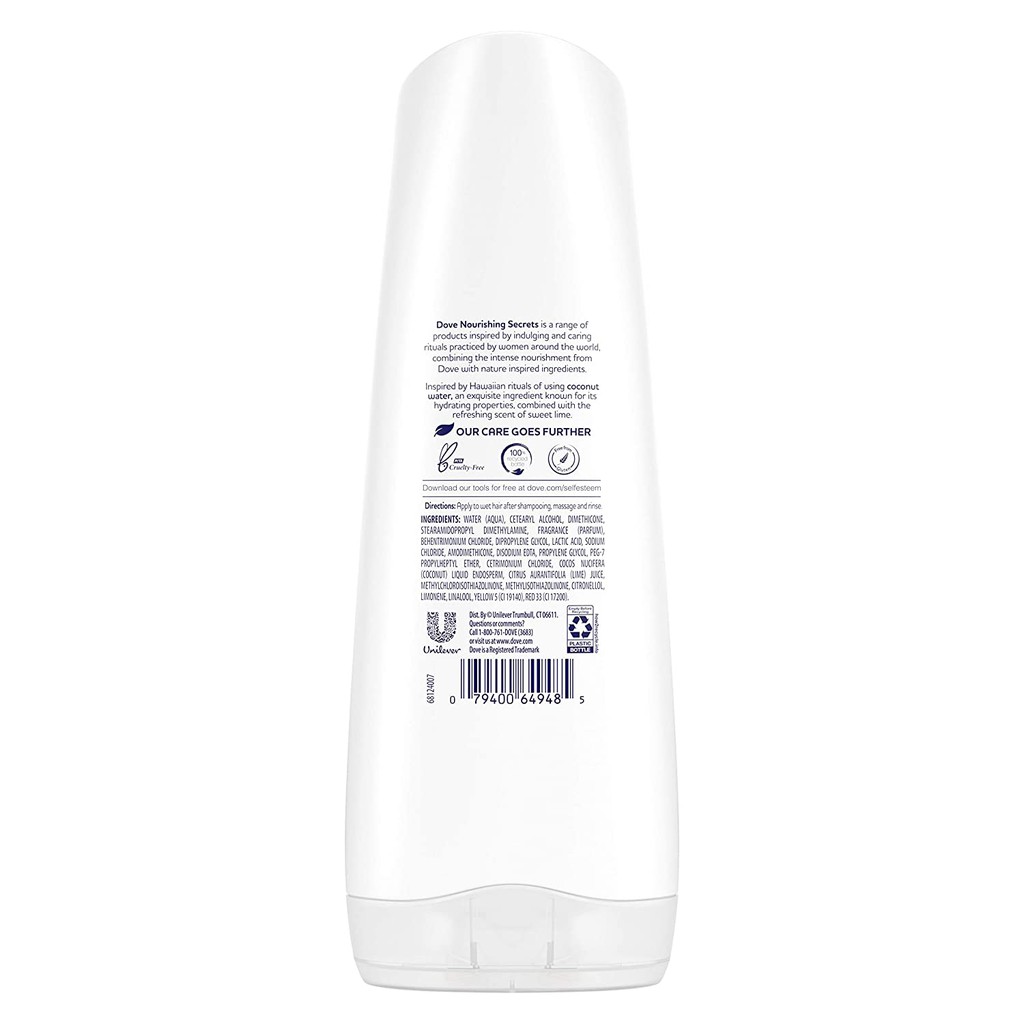 Dầu xả dưỡng ẩm hương dừa Dove Nourishing Secrets Conditioner Coconut &amp; Hydration 355ml (Mỹ)