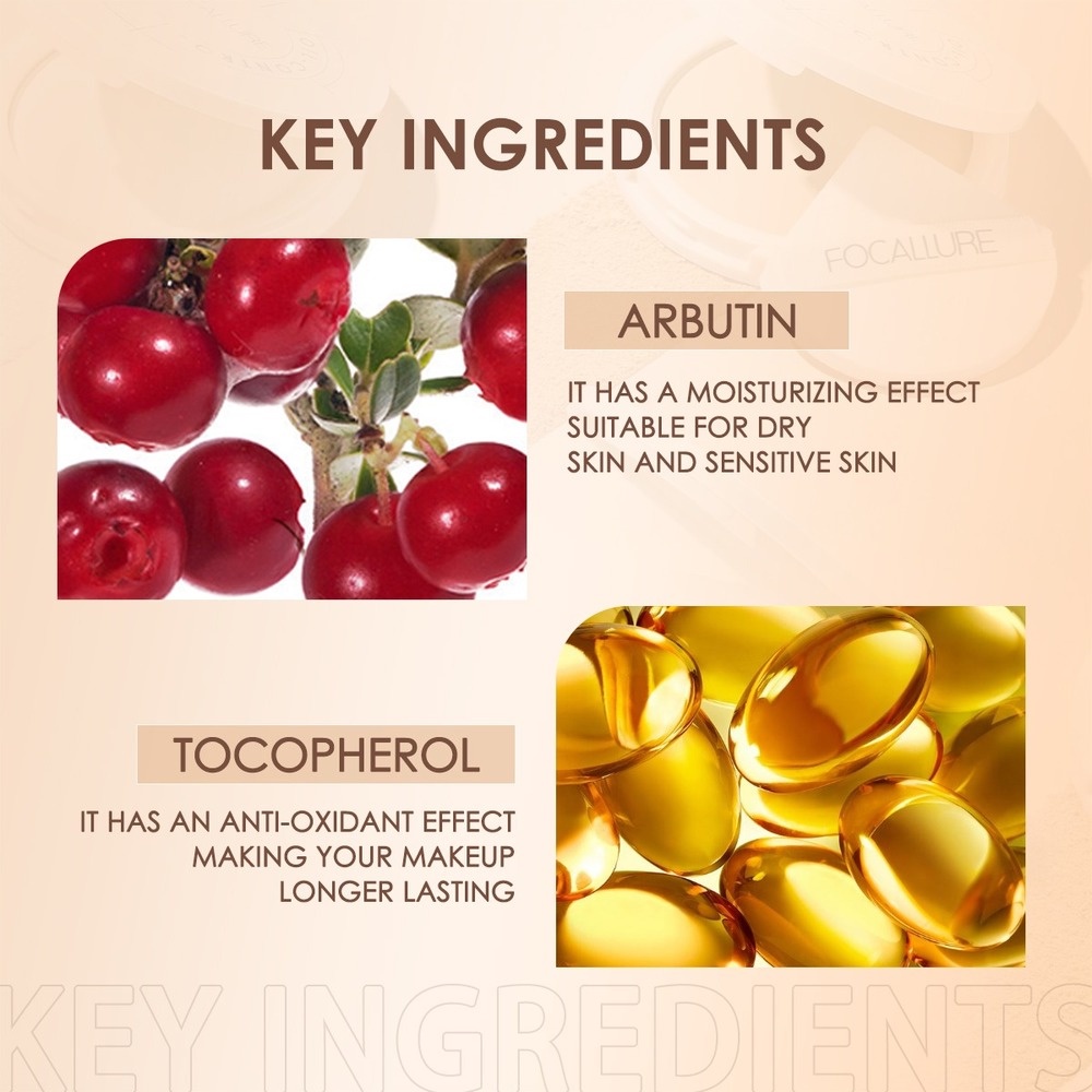 Phấn phủ FOCALLURE màu lì lâu trôi kiềm dầu chống thấm nước và mồ hôi trọng lượng nhẹ không lem 9g