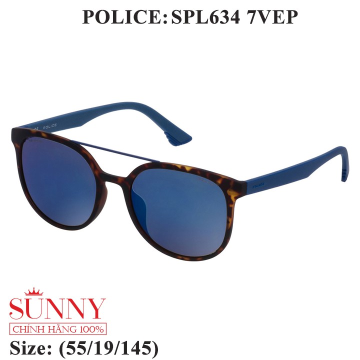 Kính mát thời trang chính hãng Police SPL634, sp có tem thẻ bảo hành toàn quốc, thiết kế dễ đeo bảo vệ mắt