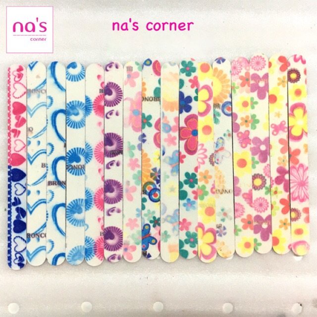 Dũa móng tay đen hồng xanh, hoạ tiết dày kitty thỏ hồng cầu vòng