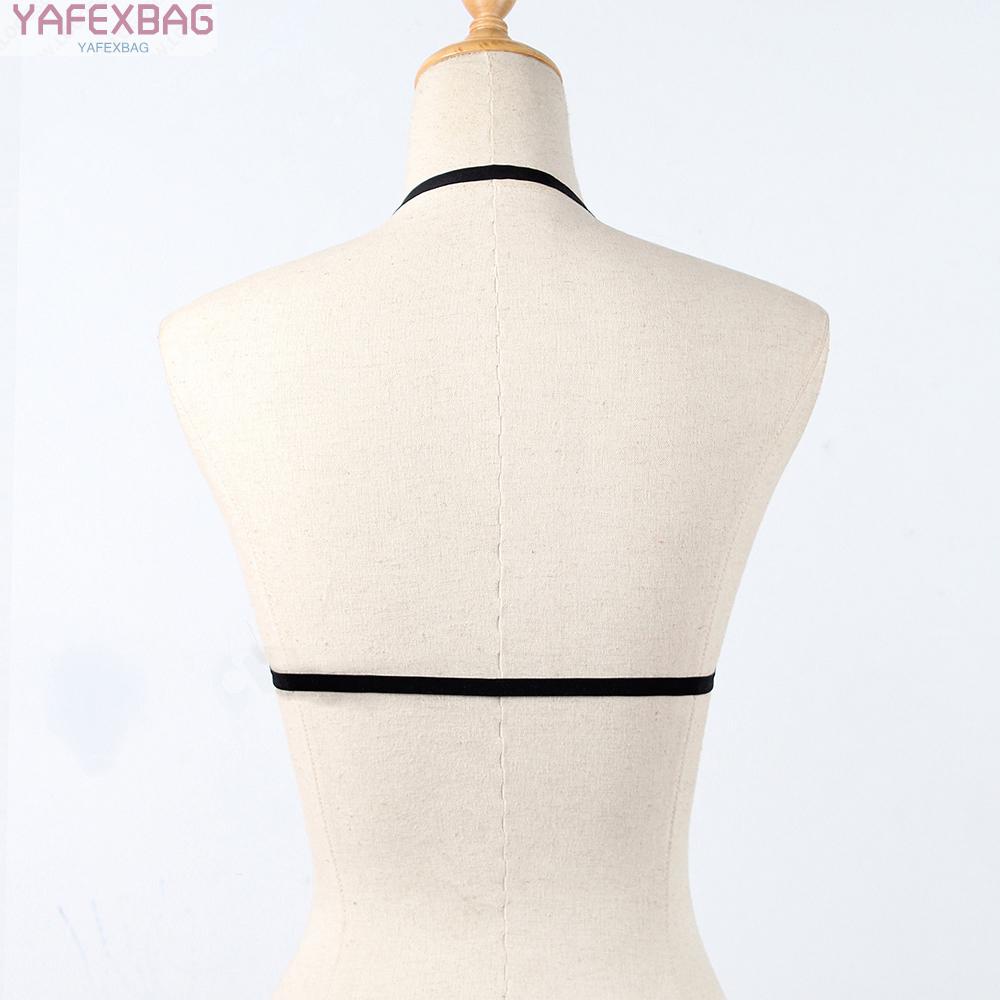 Women Goth Sexy Elastic Harness Bandage Bustier Hollow Cage Bra Tops Bralette