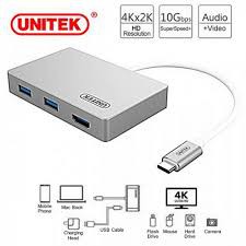 BỘ CHIA TỪ TYPE-C TO HUB 2 CỔNG USB (3.0) + HDMI UNITEK Y-3707