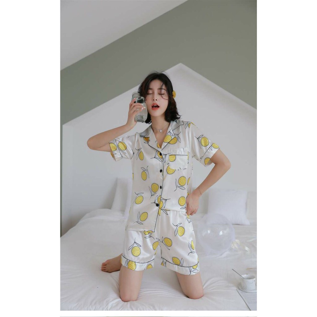 Bộ ngủ lụa Pijama hoạ tiết Mẫu 7