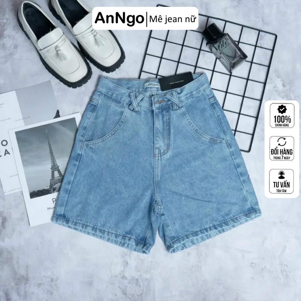 Quần jean ngố nữ ống rộng lưng cao basic cơ bản phù hợp mọi outfit Anngo - AT294