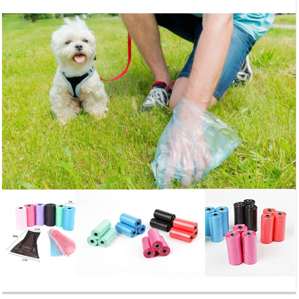 Cuộn 15 túi nilon dọn vệ sinh chất thải chó mèo