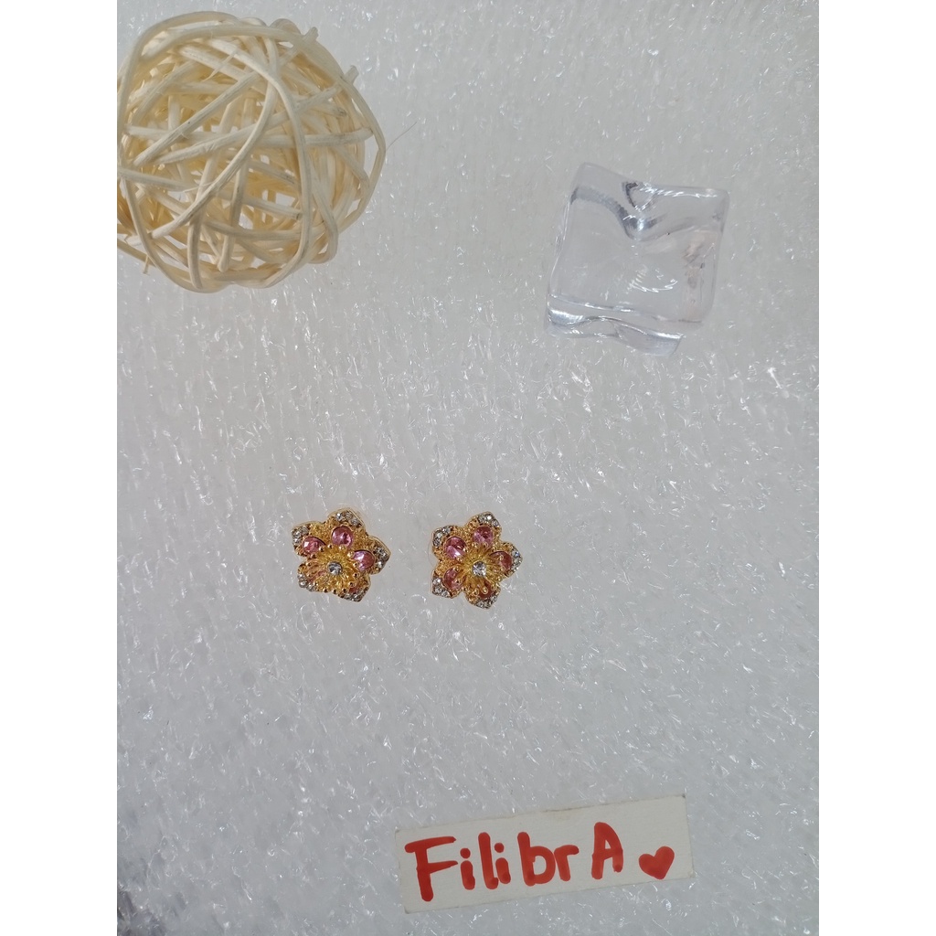 Bông tai cao cấp S925.Bông tai thiêt kế hoa 5 cánh đính đá sắc màu.