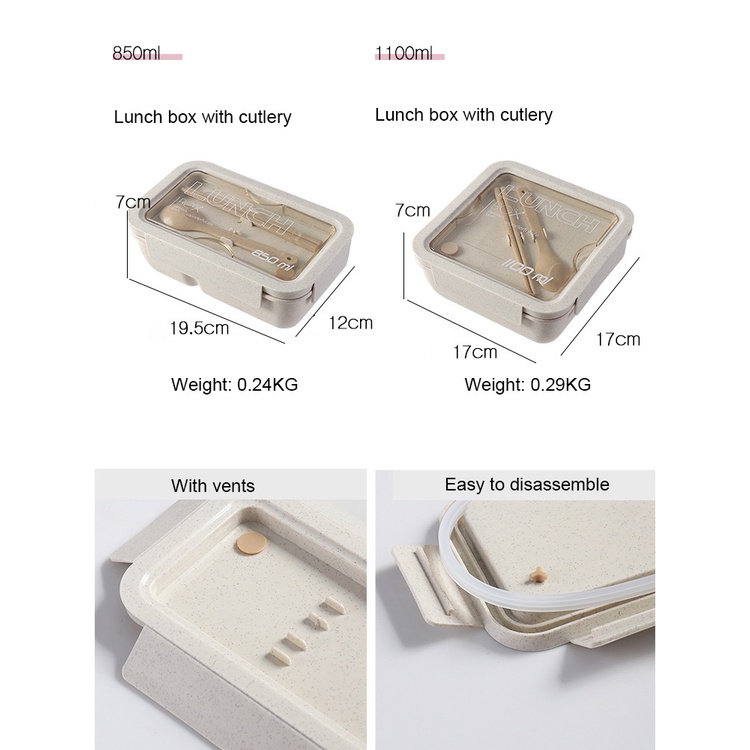 Hộp Đựng Cơm Trưa 1100mm Chất Liệu Rơm Lúa Mì