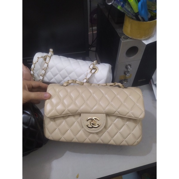 Túi Xách Nữ Classic thêu ô trám Hai Nắp Da Bóng Siêu Hot TN115