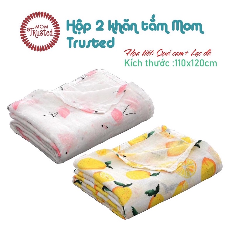 Hộp 2 khăn sữa đa năng sợi tre Mom Trusted