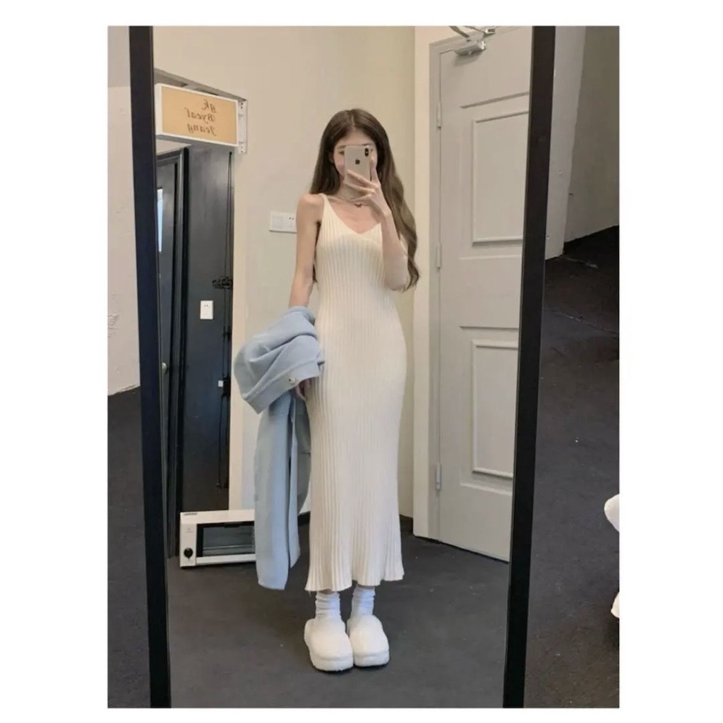 Áo Khoác Sweater Dệt Kim Dáng Rộng Màu Xanh Dương Thời Trang Thu Đông