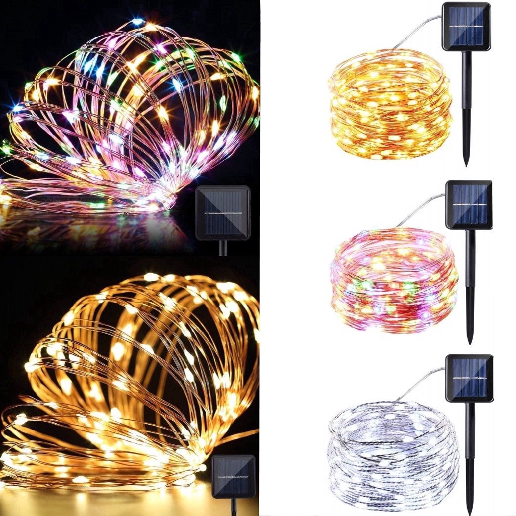 Dây 100 đèn LED 10m năng lượng mặt trời chuyên dụng trang trí ngoài trời