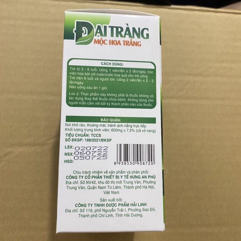 Viên uống ĐẠI TRÀNG MỘC HOA TRẮNG - người bị viêm đại tràng, đại tràng co thắt