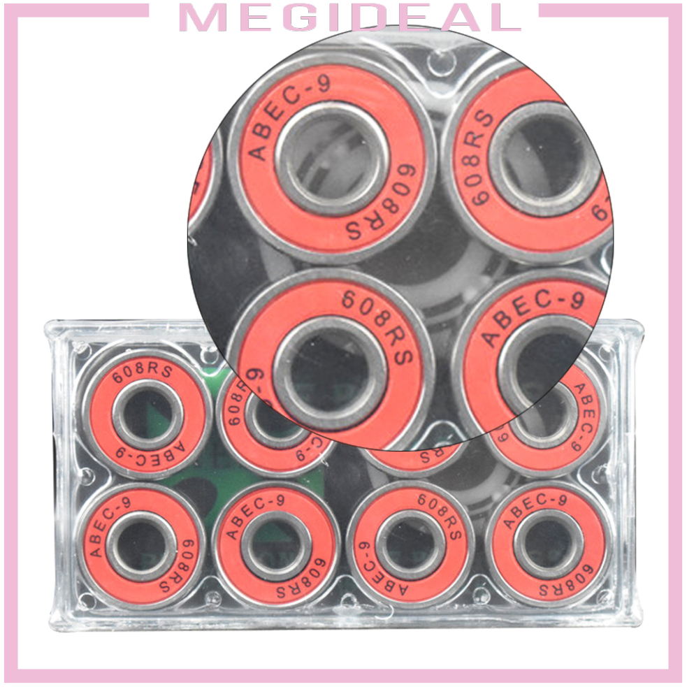 [MEGIDEAL]8Pcs 608 RS Skateboard Bearings - Frictionless ABEC 9 Roller Bearings for Skate Boards Scooters Longboards - High Precision Replacements - Sealed