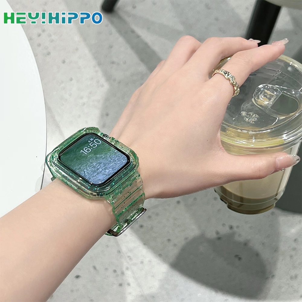 Dây Đeo Trong Suốt Lấp Lánh Cho Đồng Hồ Thông Minh iwatch 45 / 44 / 42 / 41 / 40 / 38mm Series 7 / 6 / SE / 5 / 4