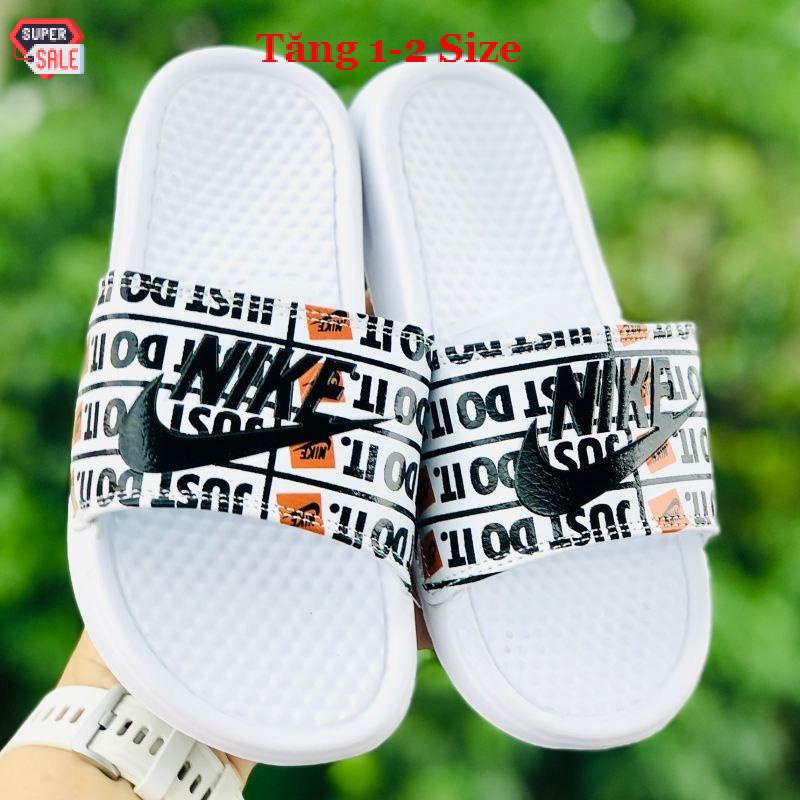 Dép unisex 𝐍𝐈𝐊𝐄 ❤️FREESHIP + Hộp❤️ dép nike nk quai ngang thể thao nam nữ mk in Nike JDI trắng, tem tag mac đây đủ