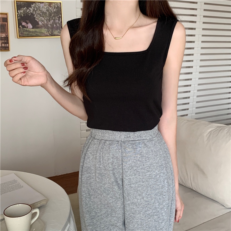 SUXI Áo Ba Lỗ Thể Thao Cổ Vuông Màu Sắc Đơn Giản Dễ Phối Đồ Cho Nữ