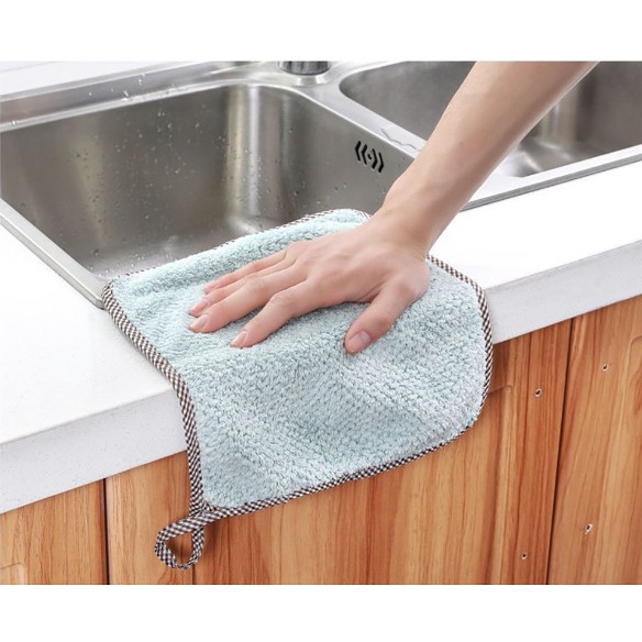 Khăn Bông Lau Bếp, Lau Tay, Chén Bát có lỗ treo mẫu viền bo ABC20