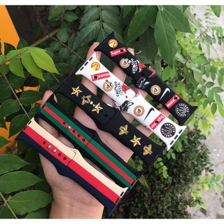 Dây cao su thể thao Gucci Supreme dành cho Apple Watch - Silicone họa tiết