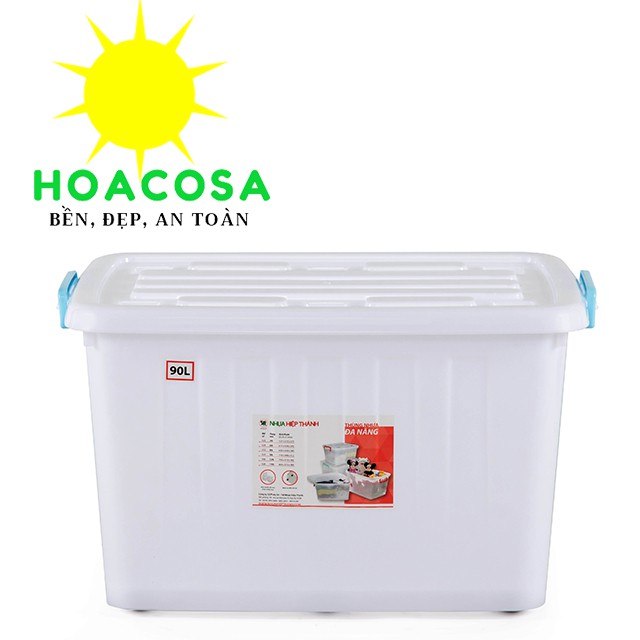 Bộ 5 Thùng/ 10 Thùng nhựa đa năng 90 Lít (90L) 6 bánh xe- Đồ Gia Dụng Hoacosa.