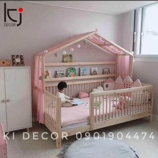 [KID083] - (miễn ship) Giường cũi bằng gỗ cao cấp trẻ em, giường công chúa, giường hình ngôi nhà