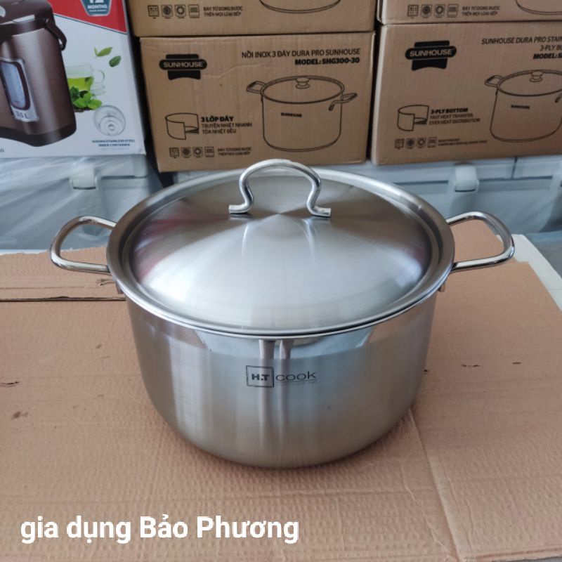 NỒI LUỘC GÀ INOX 1 ĐÁY CAO CẤP HT COOK SIZE 28,30,32CM DUNG TÍCH TRÊN 8 LÍT HÀNG CHÍNH HÃNG