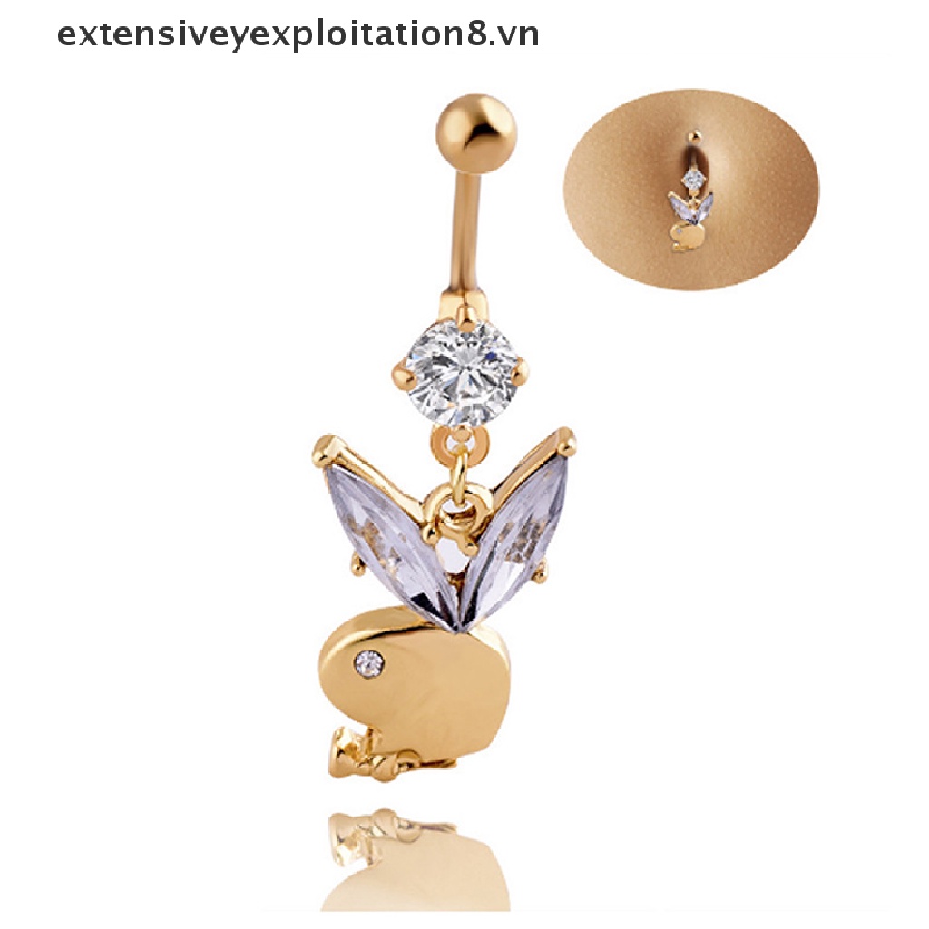[Mở Rộng Đặc Biệt] Khuyên Rốn Hình Thỏ Dễ Thương Pha Lê dangly Không Cần Khoan Lỗ