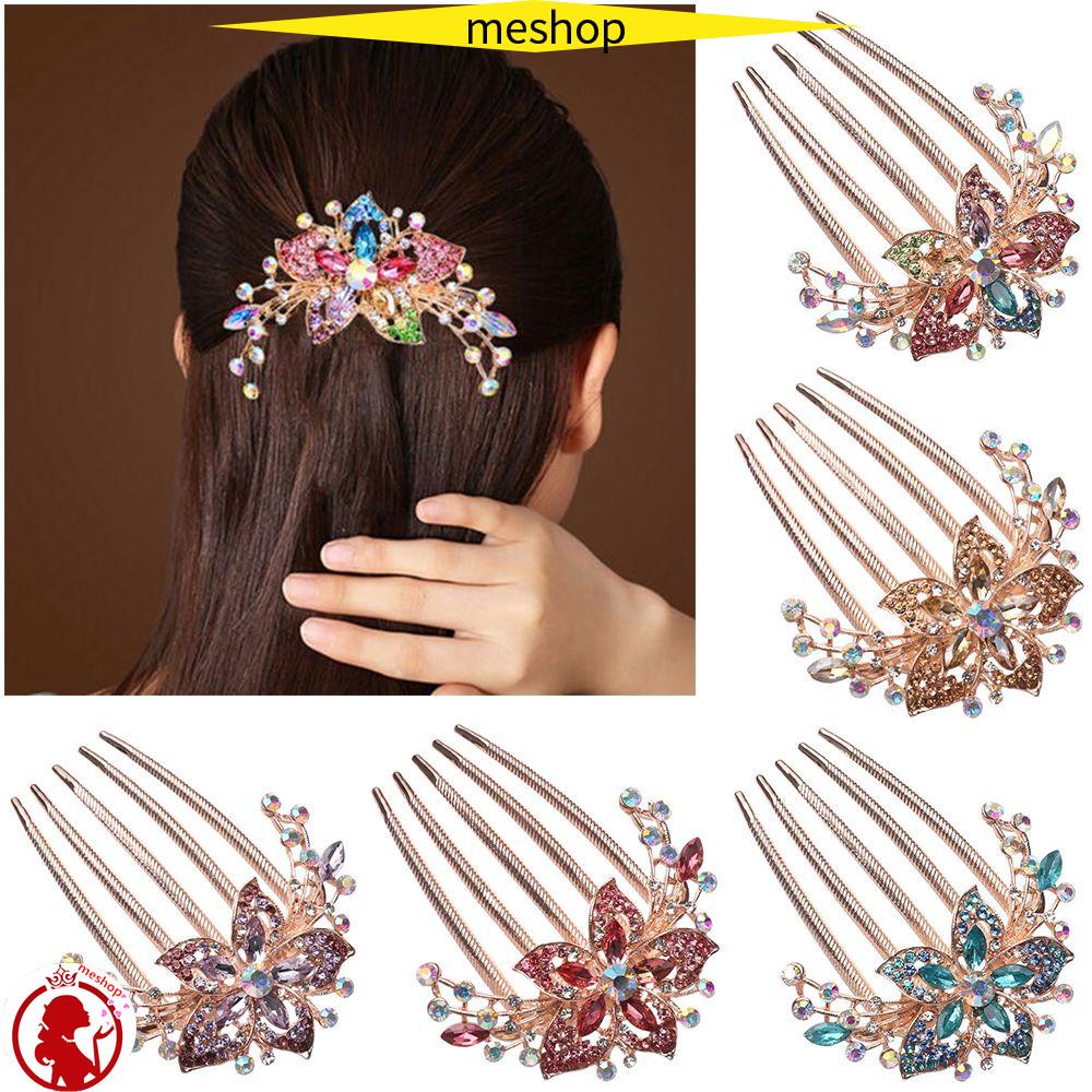 Lược Cài Tóc Hình Hoa Đính Đá Lấp Lánh Sang Trọng Cho Cô Dâu