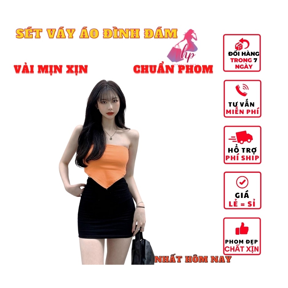 Set đồ nữ cá tính áo ống tà nhọn croptop kèm chân váy ngắn A thun xịn thời trang mùa hè phong cách hàn quốc VD25