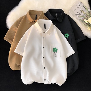 Áo sơ mi trắng tay ngắn phong cách Preppy thời trang mùa hè cao cấp cho nam