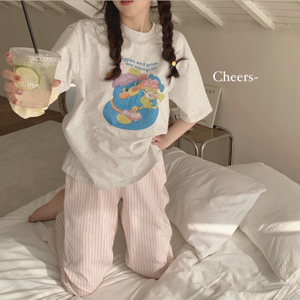 Quần Pijama Dài Kẻ Sọc Thời Trang Hàn Quốc Đơn Giản Cho Nữ