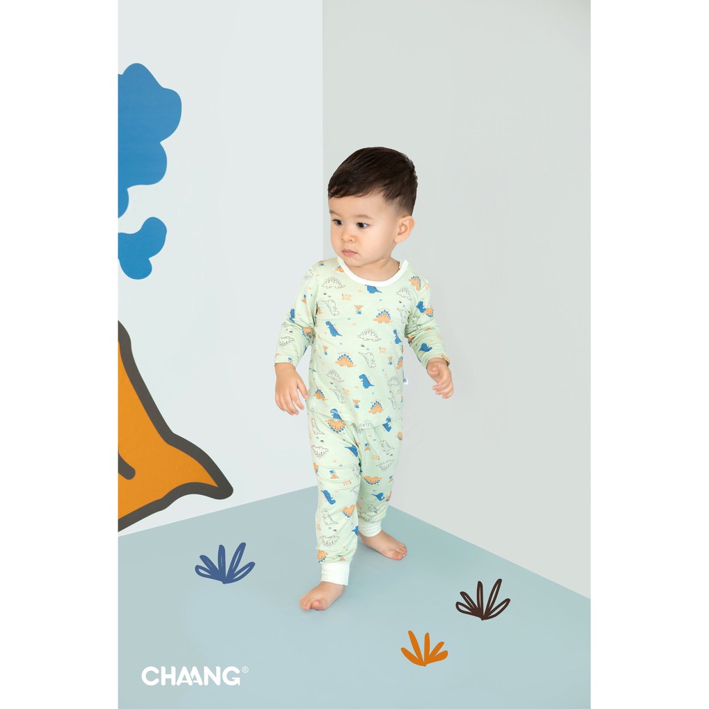 [Chính Hãng] Bộ quần áo dài tay chất cotton họa tiết in tràn trẻ em Chaang