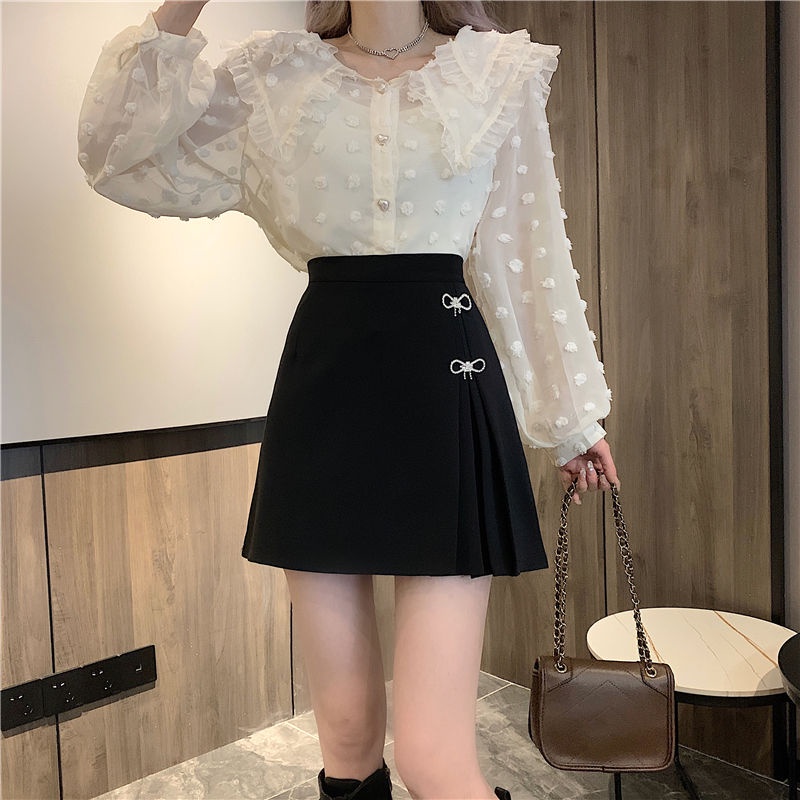Skirt female A-line skirt Korean version 2022 new high waist pleated skirt Mini Skirt