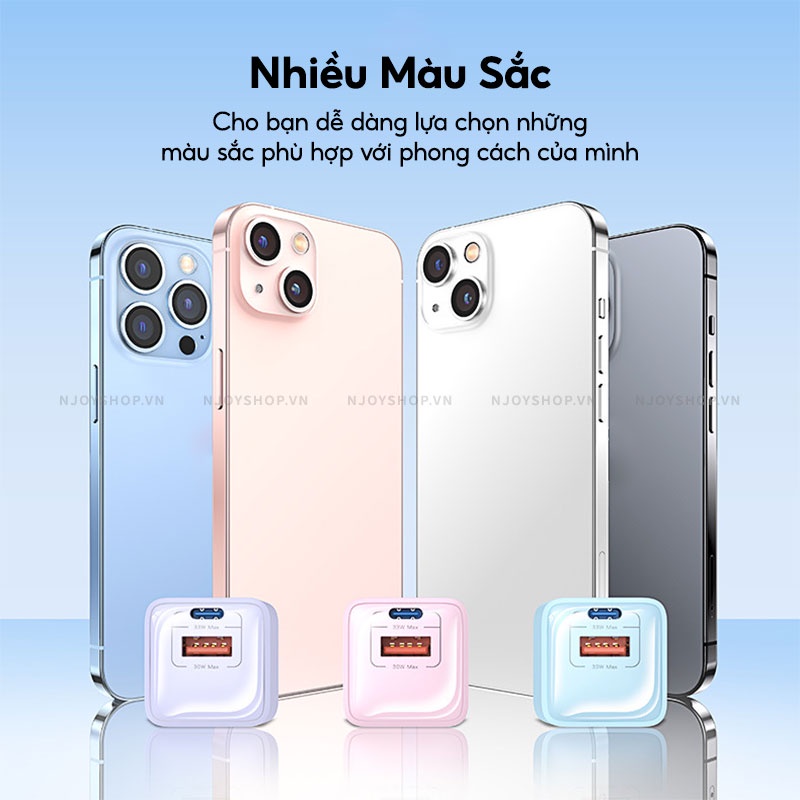 Củ Sạc Nhanh Remax Rp-u26 Siêu Nhỏ Gọn Sạc Nhanh Cổng Kép Gan Pd 33w + Qc 3.0 Cho Ip Samsung Xiaomi Huawei Oppo Njoyshop