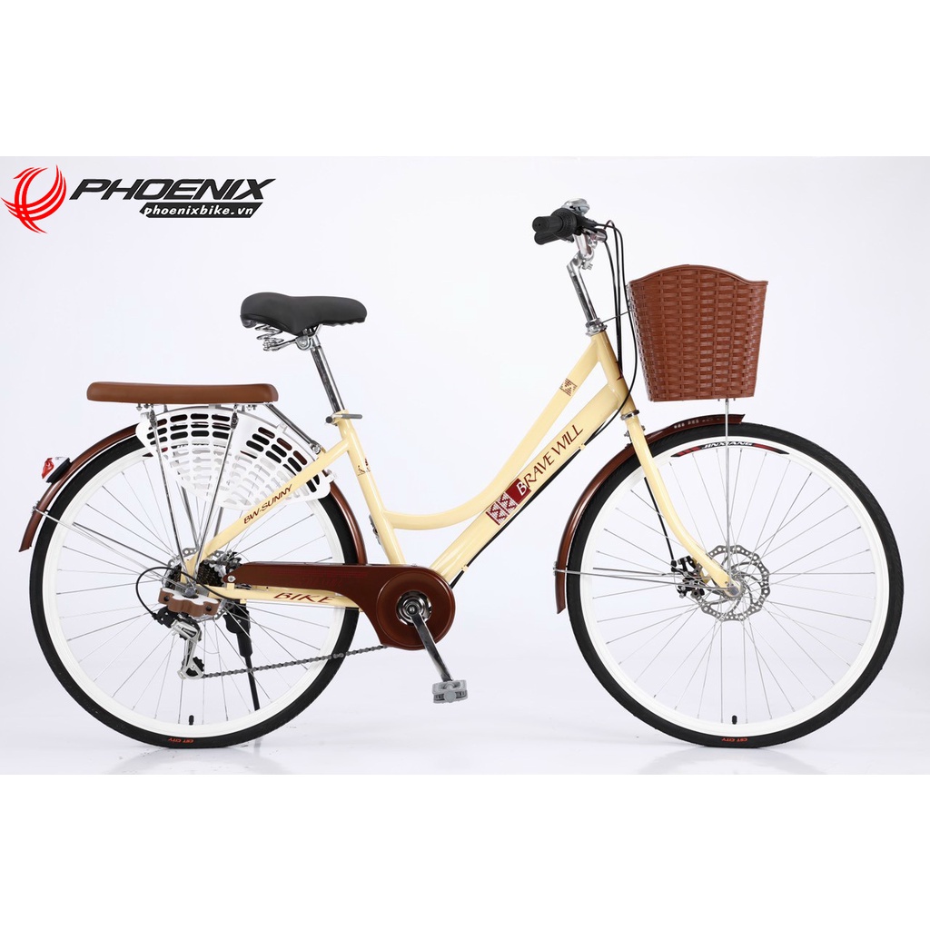 Xe đạp Bravewill SUNNY khung thép phanh đĩa cho nữ 26inch