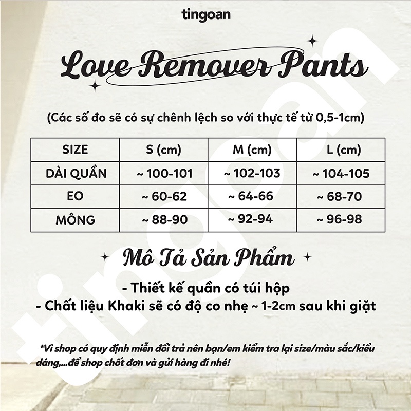 TINGOAN® - Quần dài kaki hồng cạp thường ống xuông túi hộp hai bên tingoan LOVE REMOVER PANTS/PK