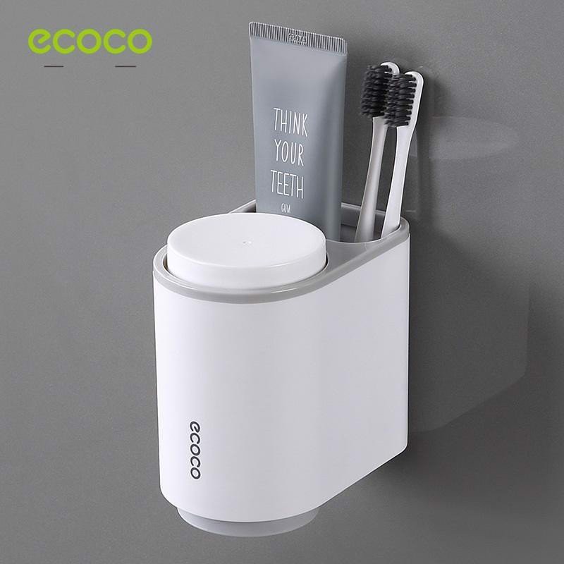 Giá treo bàn chải đánh răng ECOCO dính tường có tặng kèm cốc hút từ tính-ECOCO