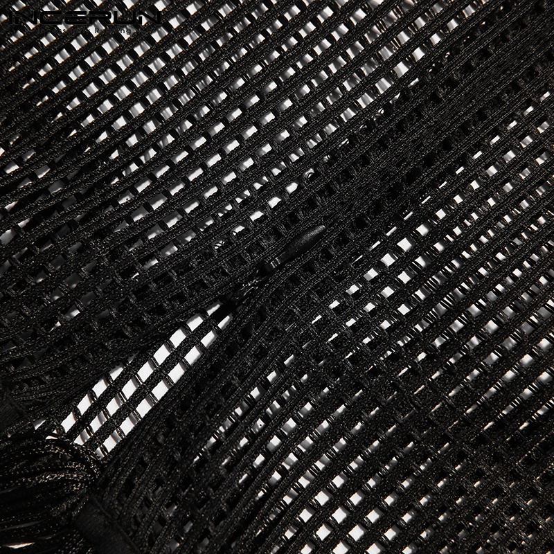 Áo tanktop INCERUN phối tua rua xuyên thấu thời trang quyến rũ dành cho nam