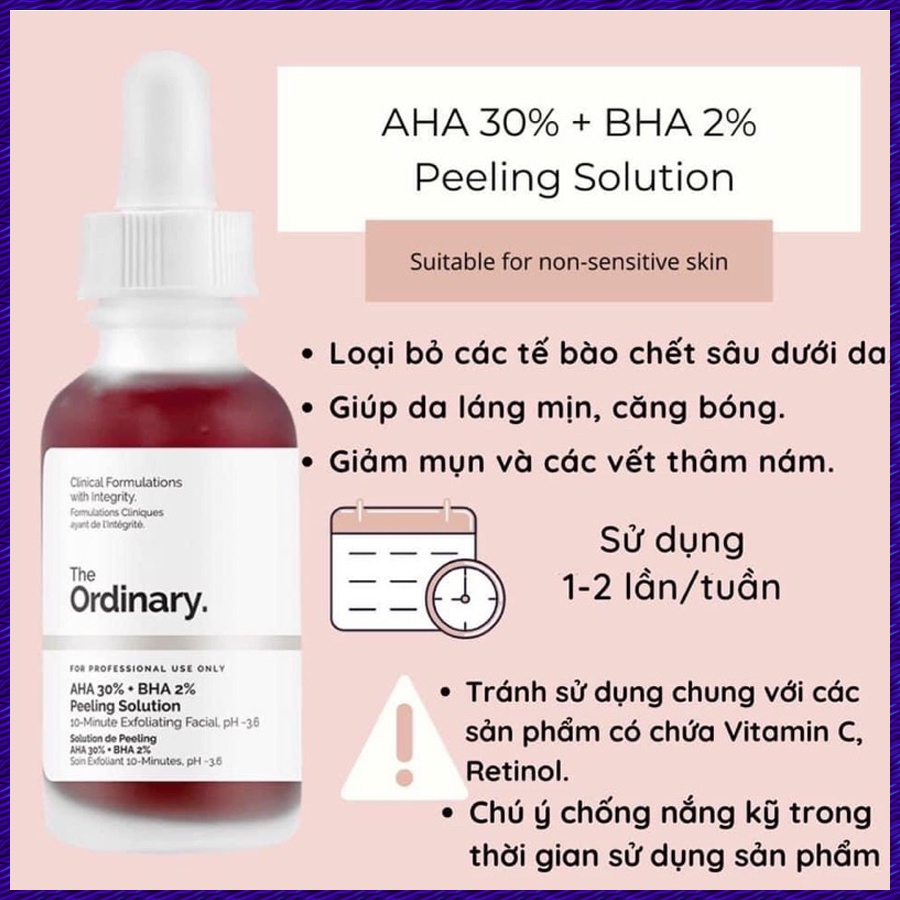 Tinh Chất Peel da The Ordinary Tẩy Da Chết Hóa Học AHA 30%+BHA 2% Peeling Solution - 30ml