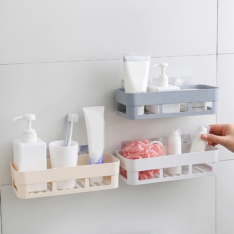 Kệ Dán Tường Nhà Tắm, Nhà Bếp, Chất Liệu Nhựa Cao Cấp, Miếng Dán Siêu Bền, Không Cần Đục Lỗ - Để Đồ Tiện Lợi