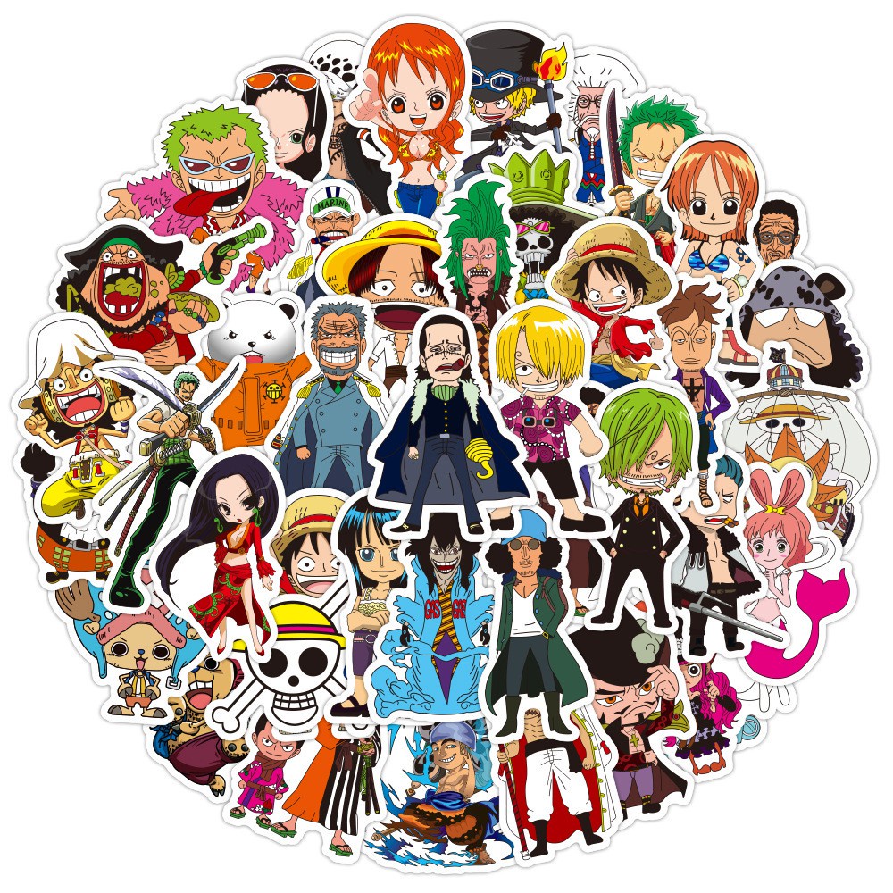 Y&P| Hình Dán Chống Nước One Piece Nhật Bản Anime Mũ Bảo Hiểm Máy Tính Xách Tay Hành Lý Dán Thiết Lập, 10 tờ