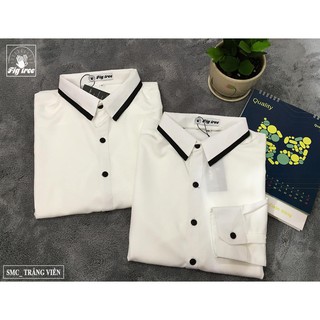 Áo Sơ Mi Cặp Fig Tree Trắng Viền Cổ Đen Cực Hot