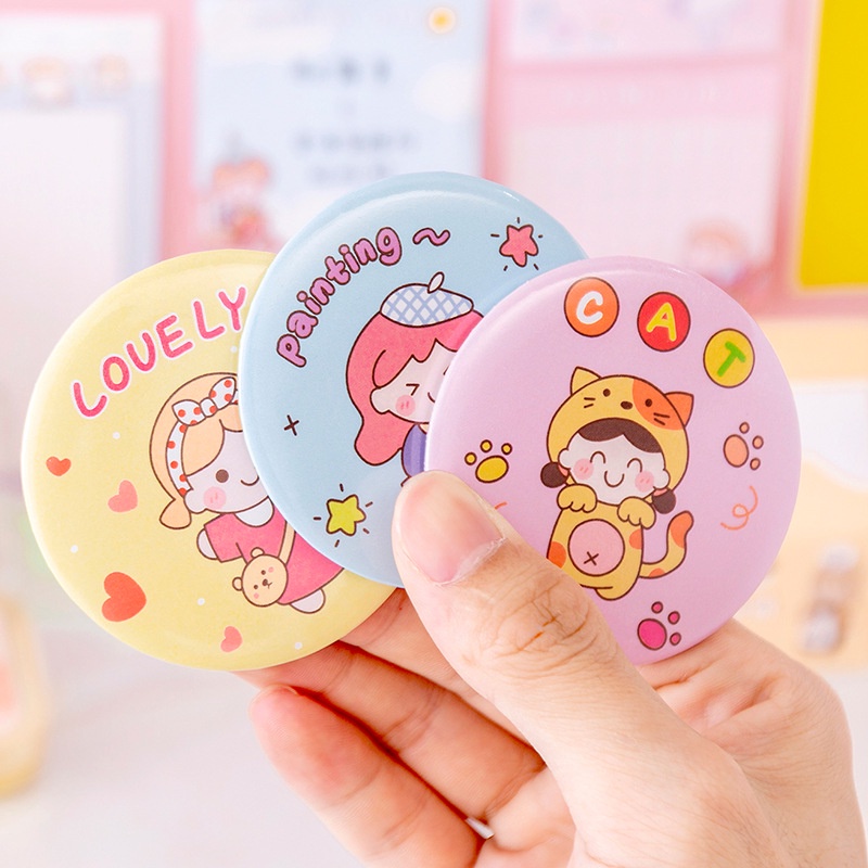 Gương tròn mini cầm tay hình cô gái công chúa cute dễ thương xinh xắn (7cm)