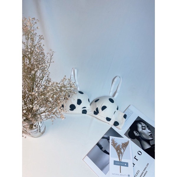 Bộ đồ lót cotton chấm bi to áo bralette