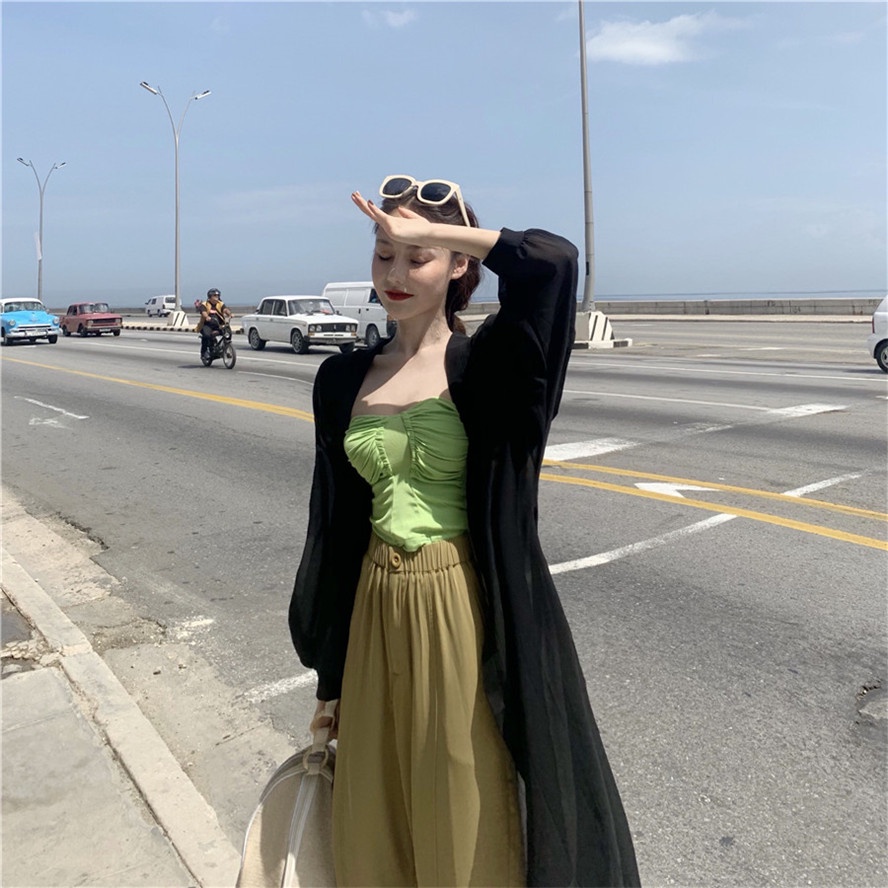 SUXI Áo Sơ Mi Chống Nắng Dáng Rộng Màu Sắc Đơn Giản Thời Trang Mùa Hè Dành Cho Nữ