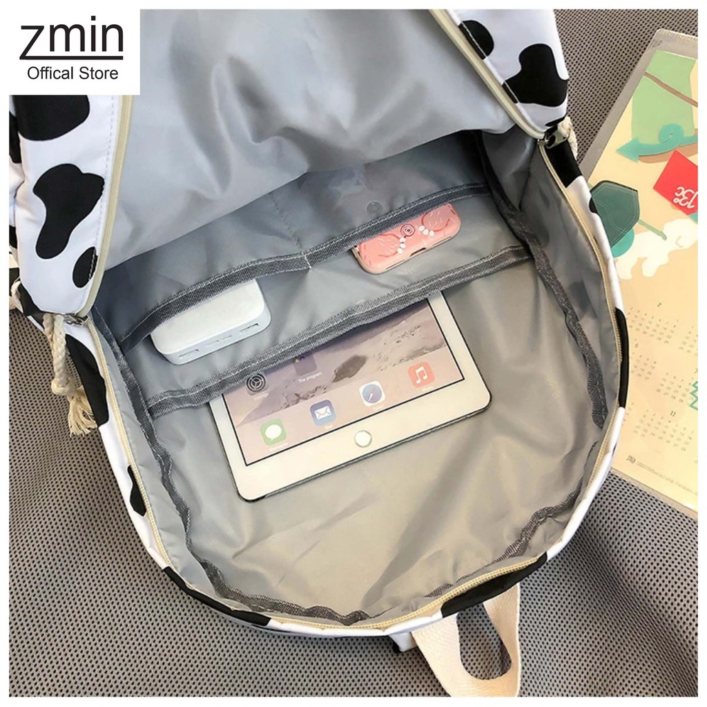 Balo bò sữa thời trang ulzzang Zmin, chống thấm nước đựng vừa laptop 14inch, A4-Z124