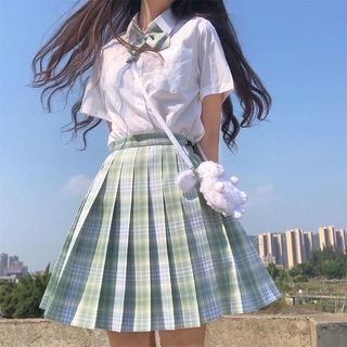 Chân Váy JK Dài Lưng Cao Xếp Ly Sọc Ca Rô Kiểu Nhật Bản Xinh Xắn Cho Nữ