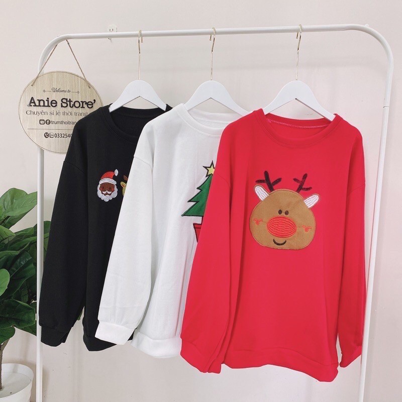 Áo Thun Sweater Họa Tiết Giáng Sinh đáng yêu 4 Màu