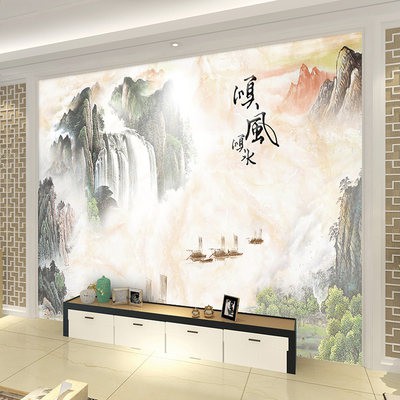 Sơn Thủy sơn tự dính tường dán phong cảnh Tranh phong cảnh Trung Quốc mực nước tường bức Tranh phòng khách TV nền tường 